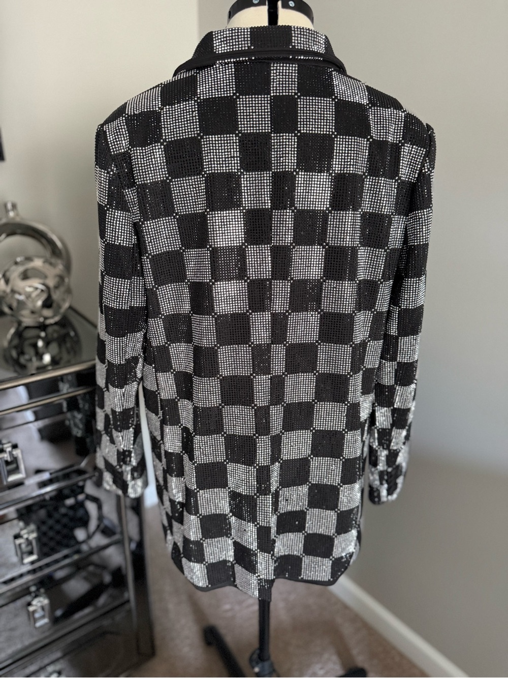 Akira Black & Silver Sequin Checkerboard Blazer - Picture 4 of 6